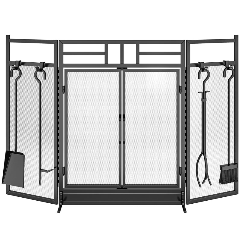 YITAHOME 3 Panel Steel Fireplace Screen with Toolset & Reviews Wayfair